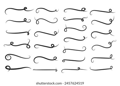 

Text Tails swishes Baseball Sign, Typography text elements curly swooshes, Calligraphy Lettering ornaments football or athletics swirl, Highlight underline thick strokes swoops decorative squiggle