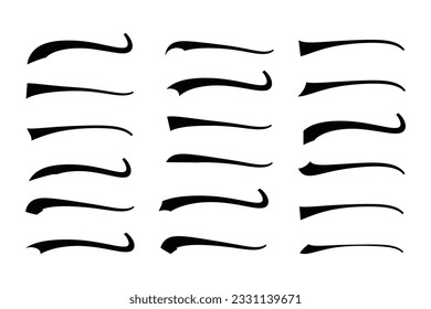 Text Tails Swoosh Baseball Sign, Typography font curve tail, font swoosh tail ornamental vector, baseball tail shape for text ornaments football or athletics tail, ornamental swash underline Swirl