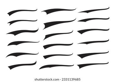 Text Tails Swoosh Baseball Sign, Typography font curve tail, font swoosh tail ornamental vector, baseball tail shape for text ornaments football or athletics tail, ornamental swash underline Swirl