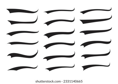 Text Tails Swoosh Baseball Sign, Typography font curve tail, font swoosh tail ornamental vector, baseball tail shape for text ornaments football or athletics tail, ornamental swash underline Swirl