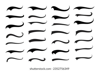 
Text Tails Swoosh Baseball Sign, Typography font curve tail, font swoosh tail ornamental vector, baseball tail shape for text ornaments football or athletics tail, ornamental swash underline Swirl
