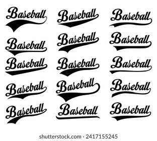 Signo de baseball Swoosh Tails Text Tails, cola de la curva de la tipografía, ilustración vectorial ornamental de la cola del tipografía