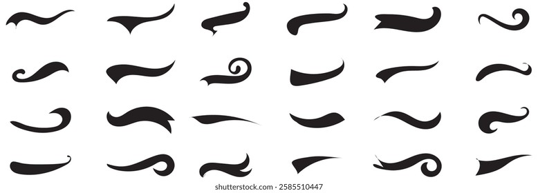 Text Tails Swoosh Baseball Sign, Typography font curve tail, font swoosh tail ornamental vector, baseball tail shape for text ornaments football or athletics tail, ornamental swash underline Swirl . 