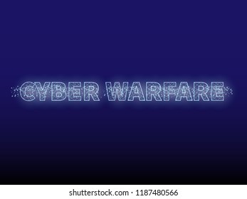 Text “Cyber warfare”. Tech style vector illustration