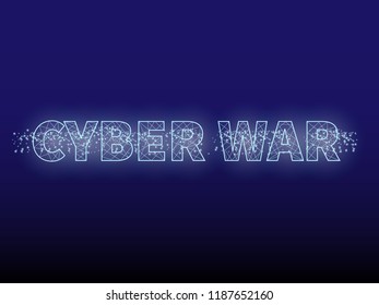 Text “Cyber war”. Tech style vector illustration