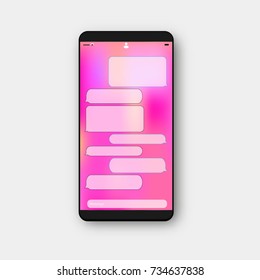 Text telegram message mobile phone. empty messaging bubles. Smartphone with dialog boxes telegram