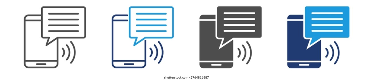 text telephone icon set multiple style