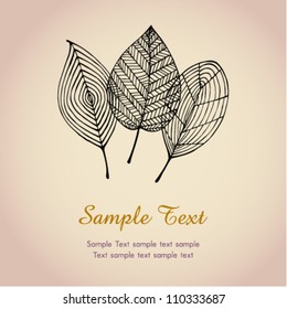 Text template autumn background with leaves. Illustration stylized graphic autumn leaves