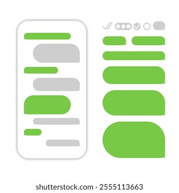Text template bubbles. Message bubbles template for creating dialogues, mockup web messenger interface.