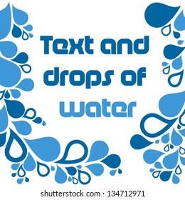 Text template with many drops of water