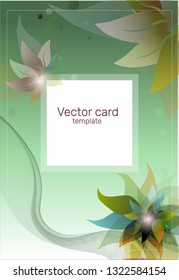 Text template, poster with corporate identity. Vector floral gradient background in green tones.