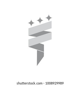 text template ribbon with stars 3d vector