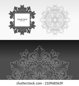 text template vector design with elegant mandala art ornament pattern.