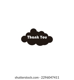 Texto, "Gracias", en el símbolo geométrico de la nube vector de logotipo simple