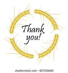 Text thank you with a gold wreath. 