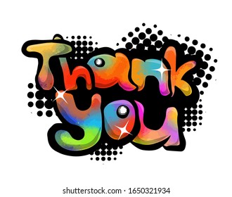 Text Thank you. Mixed media. Vector illustration