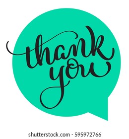 text thank you on green background. Calligraphy lettering Vector illustration EPS10