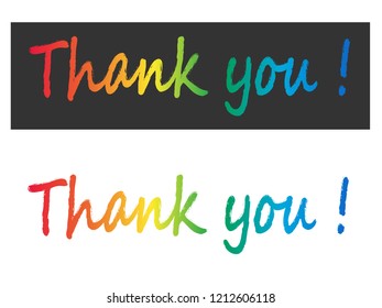 Text "Thank you", rainbow colors lettering, vector