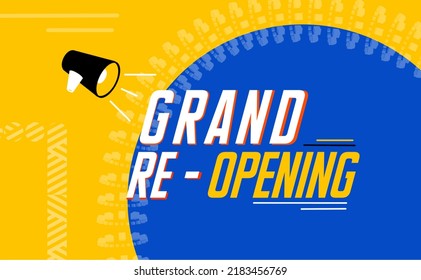 text that says grand re opening template business.background abstract