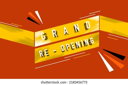 text that says grand re opening template business.background abstract