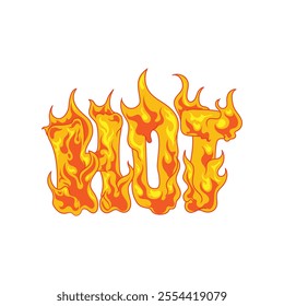 text that says HOT burning on the white background