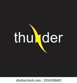 Text Thunder With Bolt Shape Logo Vector 