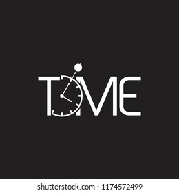 text time with watch logo vector