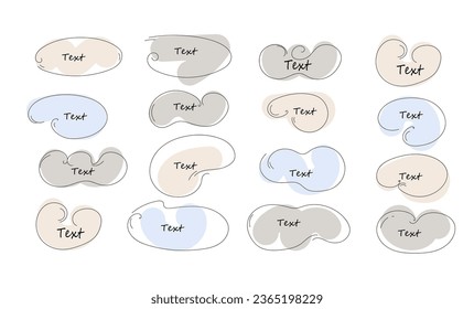 Text title frame handwriting ribbon. Colorful hand drawn doodle clouds frame vector illustration set.