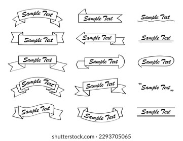 Text title frame vector set in doodle style. Sketch border,  simple quote text box in hand drawn style. Label, tag, braces decoration. Talk bubble.