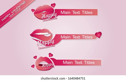 Text Title, sign on lower third of Tv screen. Happy Valentine text titles show on tv.