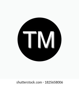Text TM with Black Circle Background. Trade Mark Symbol  - Vector Logo Template.