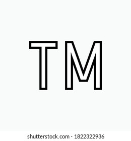 Texto TM en estilo de arte de línea. Símbolo de marca - Plantilla de logotipo vector.
