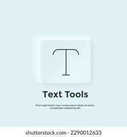 text tools line icon, Neumorphic style button. Vector UI icon Design. Neumorphism. Vector line icon for Business and Advertising