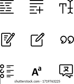 Text tools user interface outline icons.