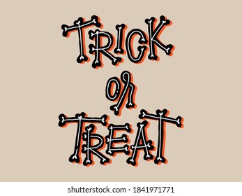 Text Trick of Treat for Halloween day poster advertising. Hand written lettering isolated on white background.Vector template for poster, social network, banner, cards.