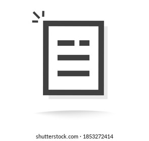 Text Document or Txt File Icon Line Outline Art Vector Pictogram, Paper Sheet List With Note Message Info Modern Design