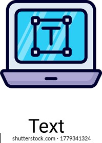 Text, Farbliniensymbol einzeln auf weißem Hintergrund