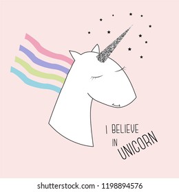 text unicorn star glitter tee illustration art vector 