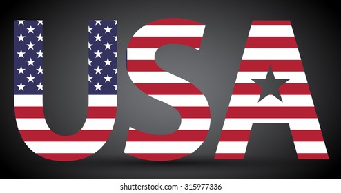 Text USA filled with American flag