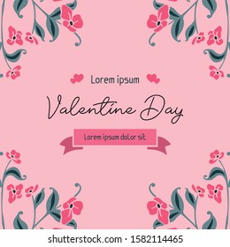 Text for valentine day, with modern leaf flower frame. Vector