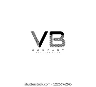 Text VB Letter Monogram with Dots List Pattern Logo Design