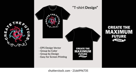 Text vector design theme creating the future in streetwear style t-shirts for youth