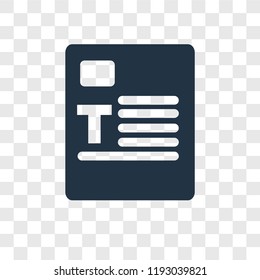 Text vector icon isolated on transparent background, Text transparency logo concept