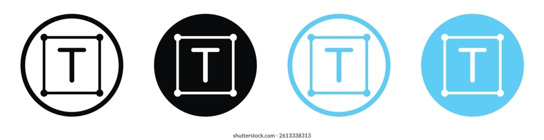 Text vector icons in black and blue colors