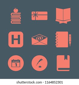 text vector icons set. with hospital sign, first september calendar, mail and pen ink in set