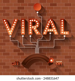 Text vector VIRAL in ball light on brick background