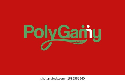 Der Textvektor ist das Wort "PolyGamy". Es gibt zwei Frauen.