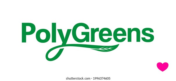 El vector de texto es la palabra "PolyGreens". Hay hojas.