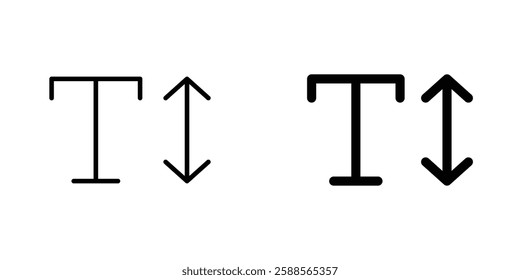Text vectors icons set in filled and strokes on white background