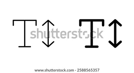 Text vectors icons set in filled and strokes on white background